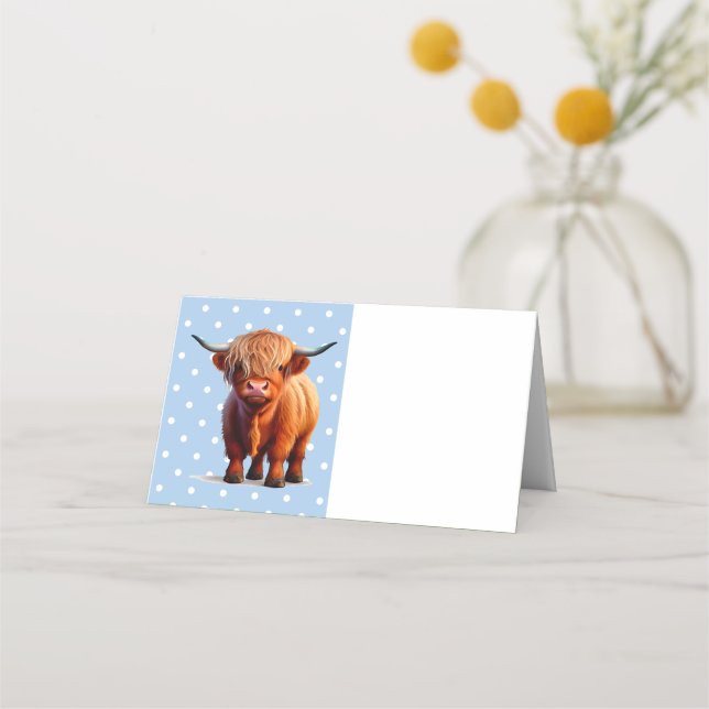 Highland Cow Pink Place Card (Front)
