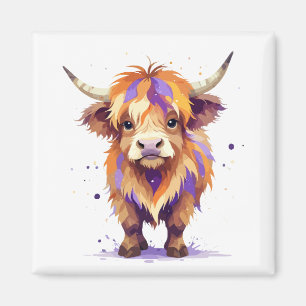 Highland Cow Playful Adorable Fun Animal Colourful Magnet