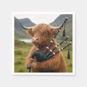 Highland Cow Playing the Bagpipes Napkin