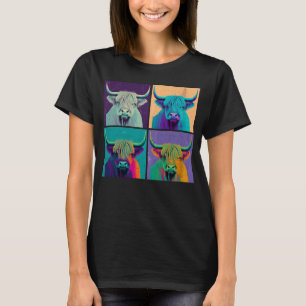 Highland Cow Pop Illustration Colorful Animal Men T-Shirt
