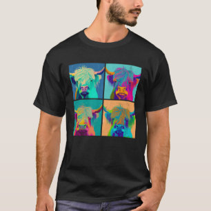 Highland Cow Pop Illustration Colourful Animal Men T-Shirt