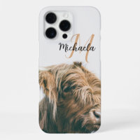 Highland cow portrait custom name initial monogram
