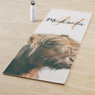 Highland cow portrait custom name initial monogram yoga mat