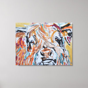 Highland Cow Portrait Neo-Expressionist Canvas Print