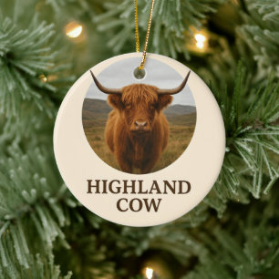 Highland Cow Portrait Poster with "Highland Cow" Ceramic Tree Decoration