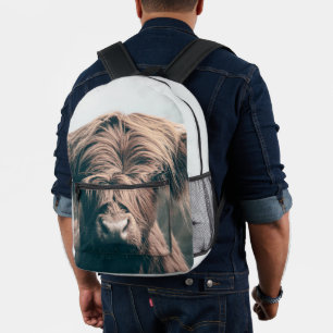 Highland cow portrait printed backpack