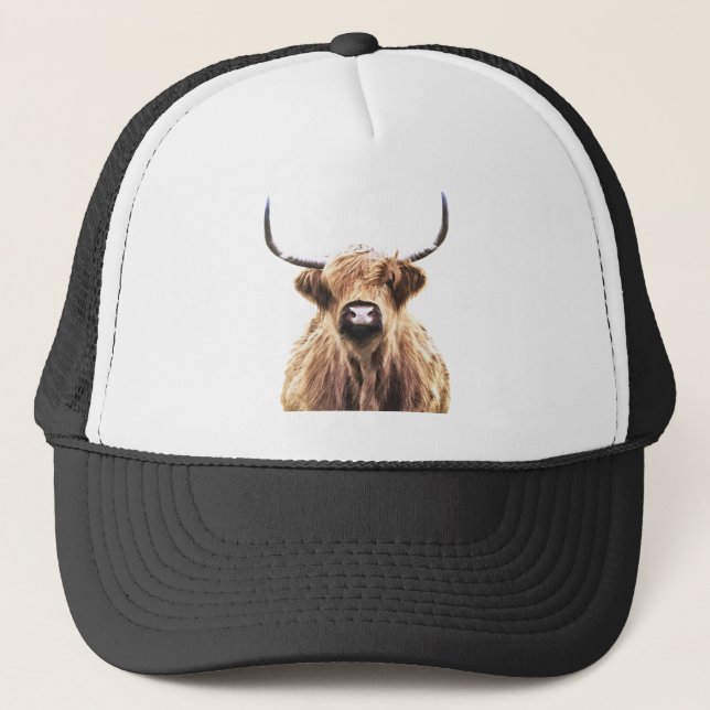 Highland Cow Portrait Trucker Hat (Front)