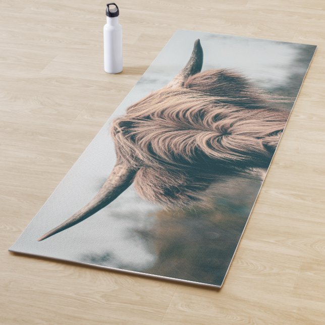 Highland cow portrait yoga mat (In Situ)