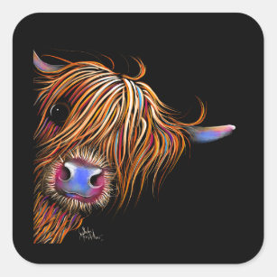 Highland Cow Print Stickers “SuGaR LuMP oN BLaCK ‘