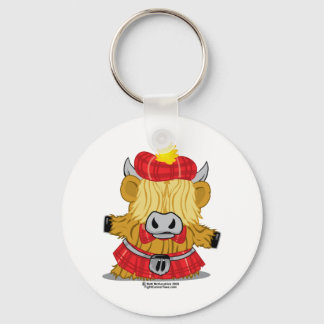 Highland Cow Red Kilt Key Ring