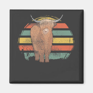 Highland Cow Retro Magnet