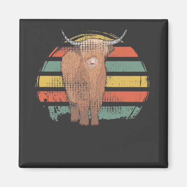 Highland Cow Retro Magnet (Front)