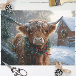 Highland Cow Rustic Barnyard Christmas Decoupage Tissue Paper