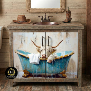 Highland Cow Rustic Boho Bath Tub Spa Decoupage Tissue Paper