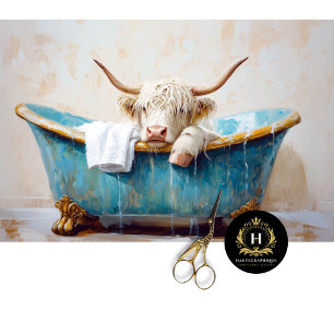 Highland Cow Rustic Boho Bath Tub Spa Decoupage Tissue Paper