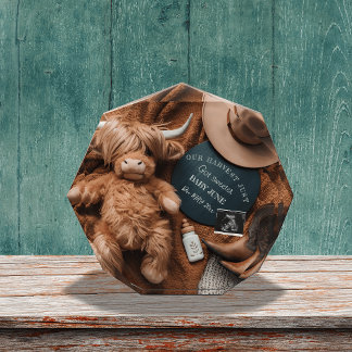 Highland Cow Rustic farm pregnancy announcement  Photo Block