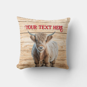 Highland Cow Rustic Farmhouse Cushion