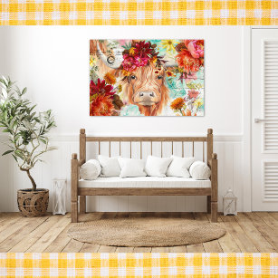 Highland Cow Rustic Farmhouse Decoupage Poster