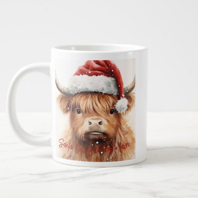 Highland Cow Santa 20 oz Jumbo Coffee Mug (Left)