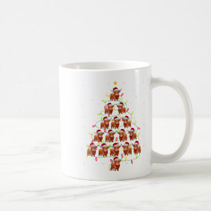 Highland Cow Santa Christmas Tree Lights Ugly Swea Coffee Mug