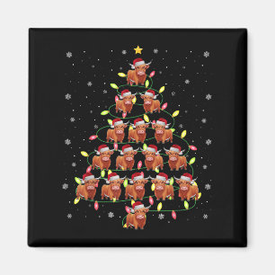 Highland Cow Santa Christmas Tree Lights Ugly Swea Magnet