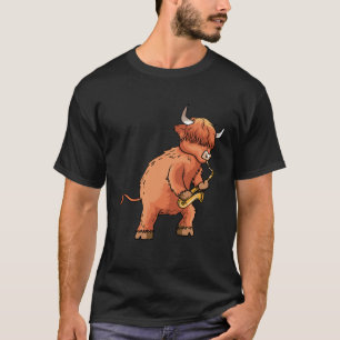 Highland Cow Saxophone Music T-Shirt