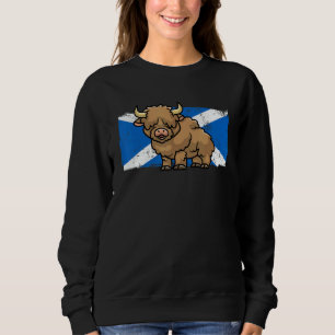 Highland Cow Scotland Flag Scottish Farmer Rodeo Sweatshirt