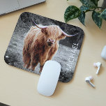 Highland Cow Scotland Personalised name Mouse Pad<br><div class="desc">This design was created through digital art. It may be personalised by clicking the customise button and adding a name, initials or your favourite words. Contact me at colorflowcreations@gmail.com if you with to have this design on another product. See more of my creations or follow me at www.facebook.com/colorflowcreations, www.instagram.com/colorflowcreations, www.twitter.com/colorflowart,...</div>
