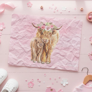 Highland Cow Scotland Pink Mama Baby Calf Tissue Paper