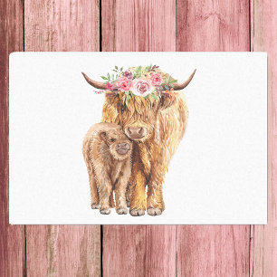 Highland Cow Scotland Pink Mama Baby Calf  Tissue Paper