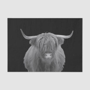 Highland Cow Scotland Rustic Black White  Tissue P Paper
