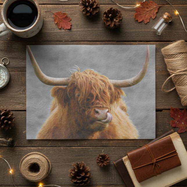 Highland Cow Scotland Rustic Black White   Tissue Paper (Creator Uploaded)