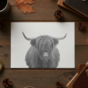 Highland Cow Scotland Rustic Black White Tissue Paper