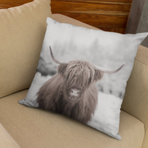 Highland Cow Scotland Rustic Farm Cushion