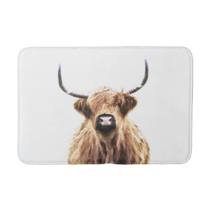 Highland cow scottish animal portrait bath mat