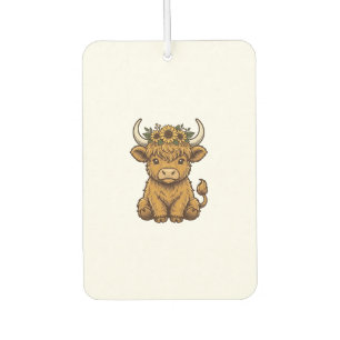 Highland Cow Shirt Cute Sunflower Calf Art Car Air Freshener