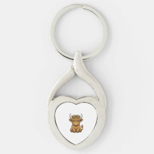 Highland Cow Shirt Cute Sunflower Calf Art Key Ring