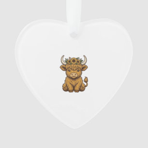 Highland Cow Shirt Cute Sunflower Calf Art Ornament
