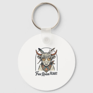 Highland Cow Shirt Free Spirit Vintage Engraving A Key Ring