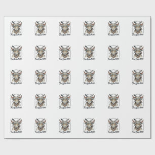 Highland Cow Shirt Free Spirit Vintage Engraving A Wrapping Paper