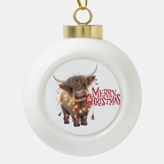 highland cow Snowflake Framed Ornament (Front)