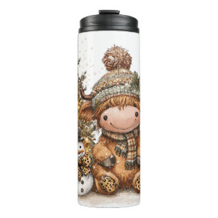 Highland Cow & Snowman with Cocoa and Tree Thermal Tumbler