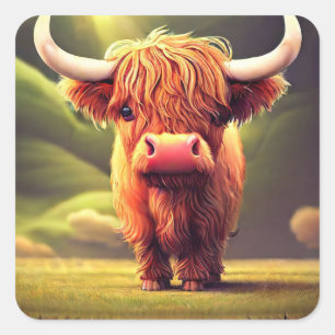 Highland Cow Square Sticker