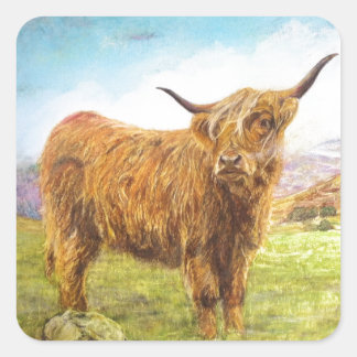 Highland Cow Square Sticker