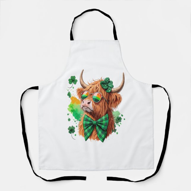 Highland Cow St Patrick’s , Lucky Cow Apron (Front)