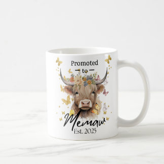 Highland cow Strength Promoted to Grandma 2025 Coffee Mug