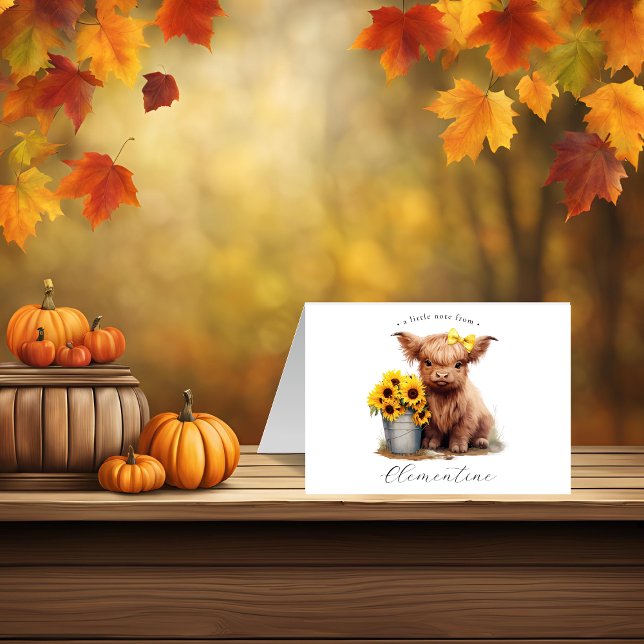 Highland Cow Sunflower Bucket Folded Note Card (Creator Uploaded)
