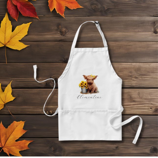 Highland Cow Sunflower Bucket Standard Apron (Creator Uploaded)