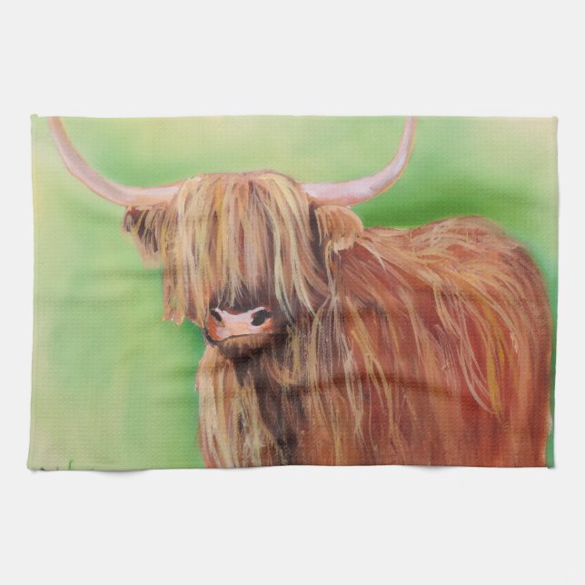Highland cow tea towel (Horizontal)