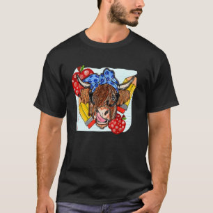 Highland Cow Teacher Western Country Funny Teacher T-Shirt